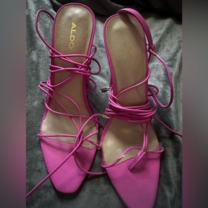 new aldo pink tie up heels